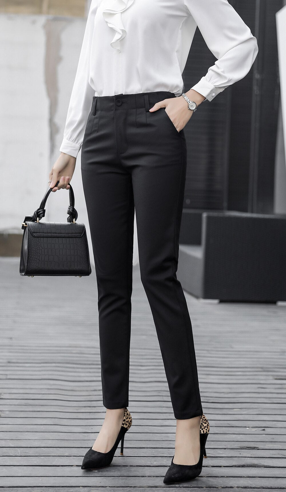 Emely High Waist Trousers-Bottoms