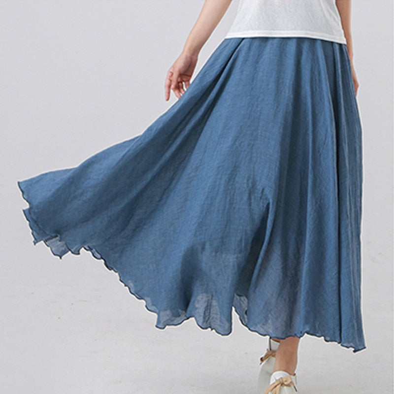 Kamryn Cotton Linen Maxi Skirt-Bottoms