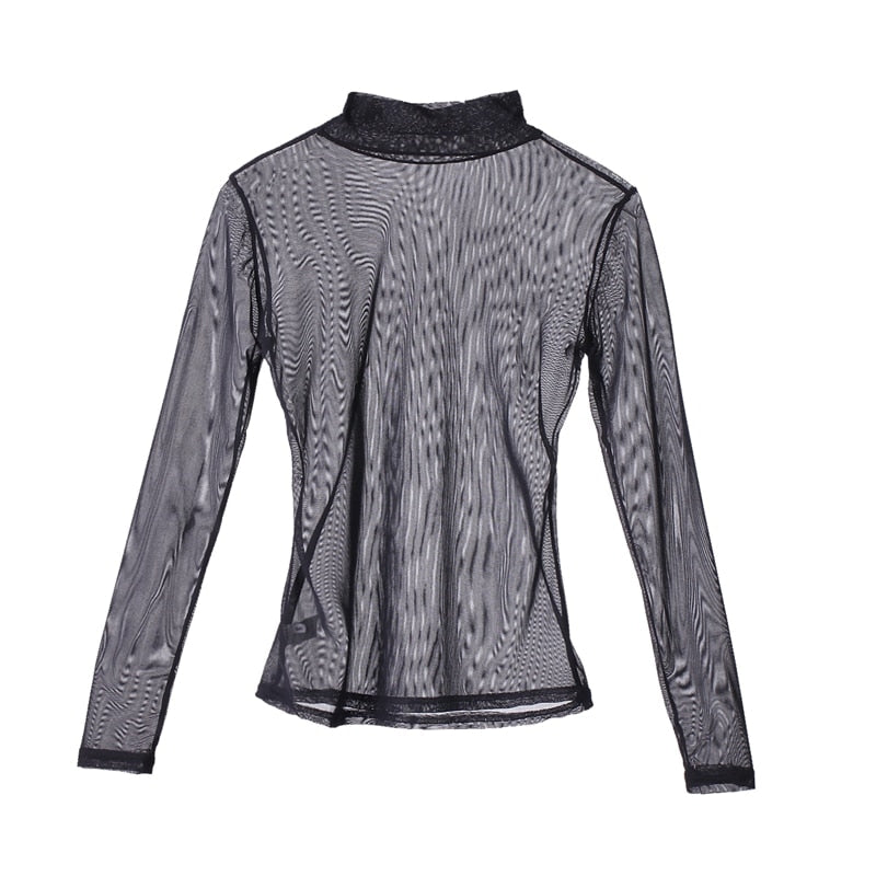 Amora Sheer Mesh Blouse-Tops