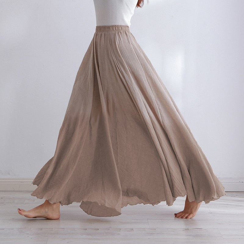 Kamryn Cotton Linen Maxi Skirt-Bottoms