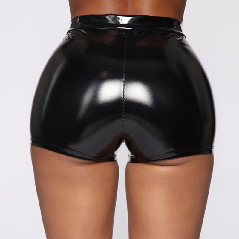 Wrenley Sexy Black PU Shorts-Bottoms