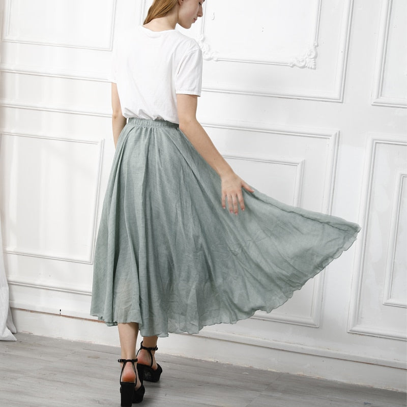 Kamryn Cotton Linen Maxi Skirt-Bottoms