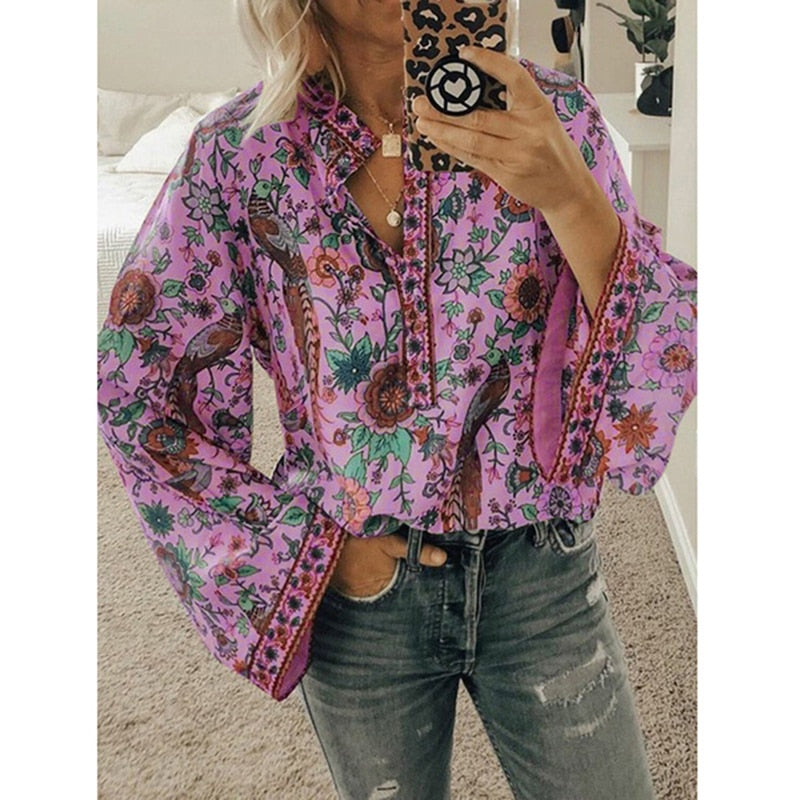 Liana Print Blouses-Tops