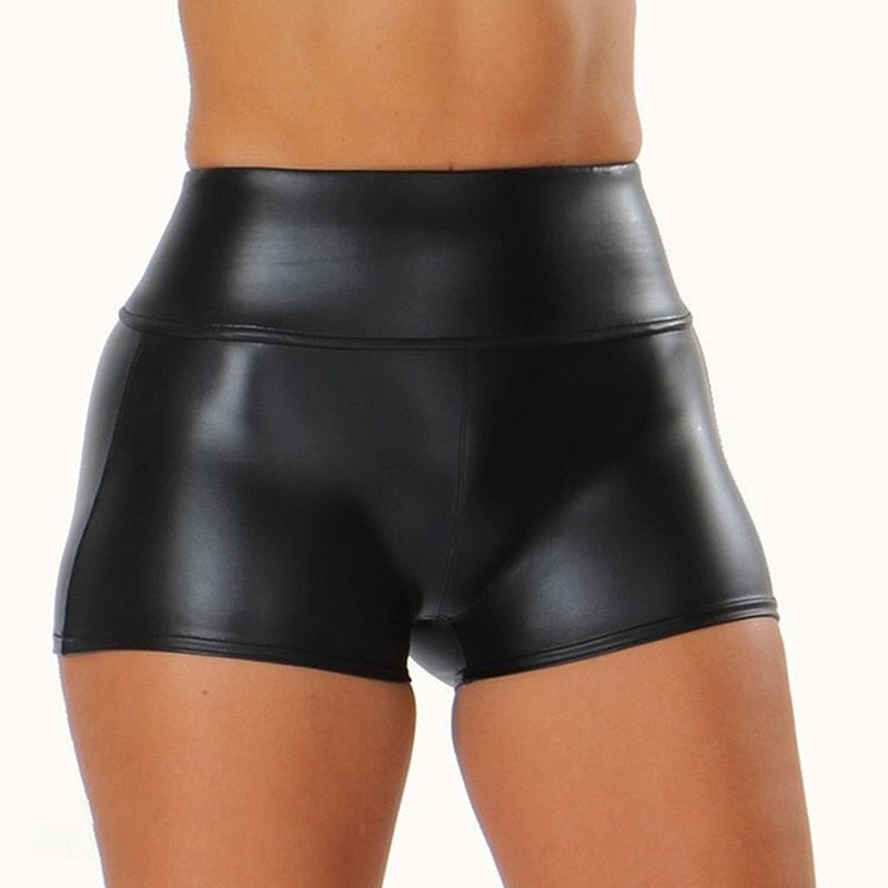 Wrenley Sexy Black PU Shorts-Bottoms