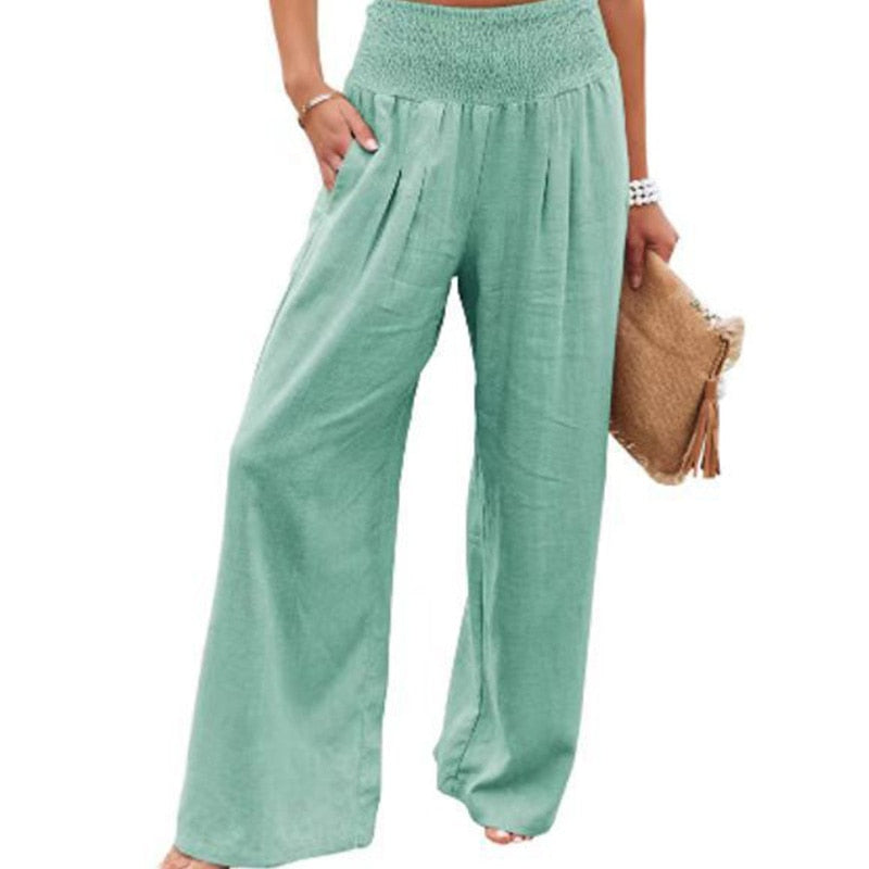 Aviana Cotton Linen Pants-Bottoms