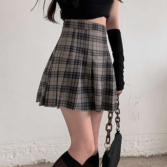 Matilda Plaid Pleated Skirt-Bottoms