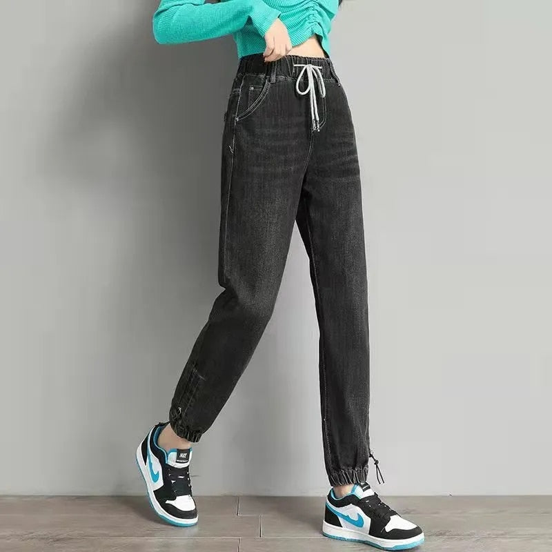 Reyna Ankle-length Loose Jogger Jeans-Bottoms