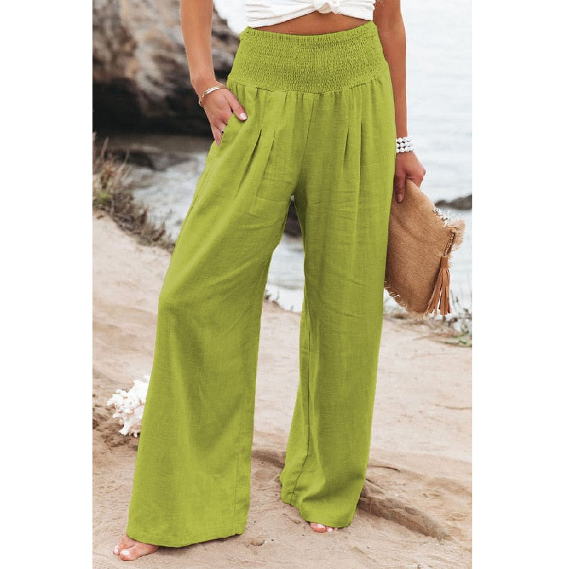 Aviana Cotton Linen Pants-Bottoms