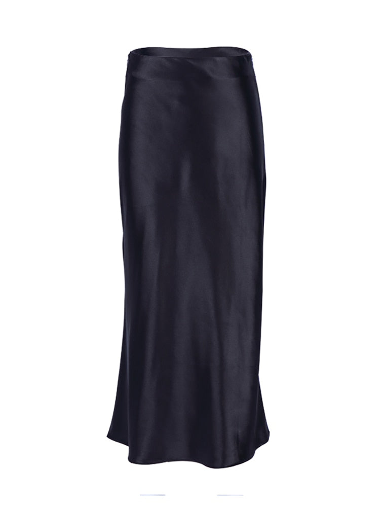 Legacy Solid Satin Silk Skirt-bottoms