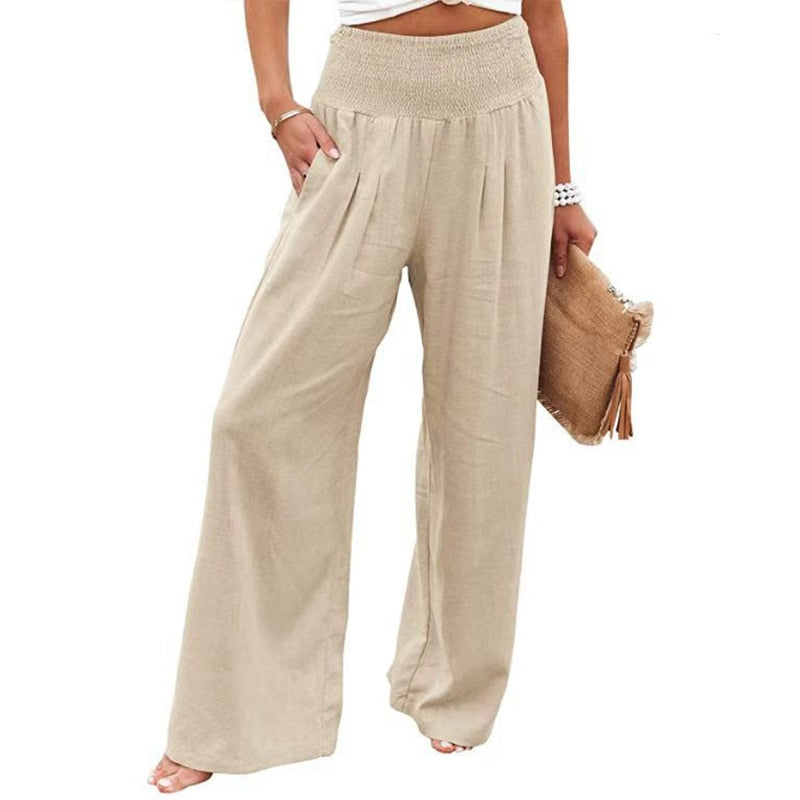 Aviana Cotton Linen Pants-Bottoms