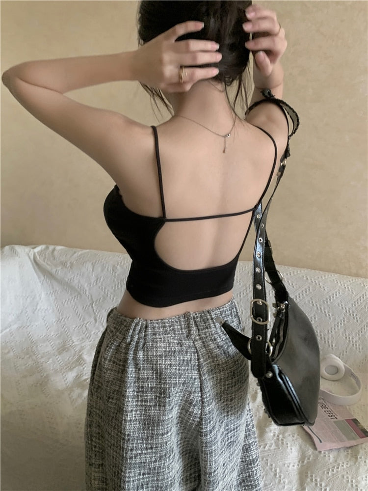 Sabrina Crop Sexy Sleeveless Basic-Tops