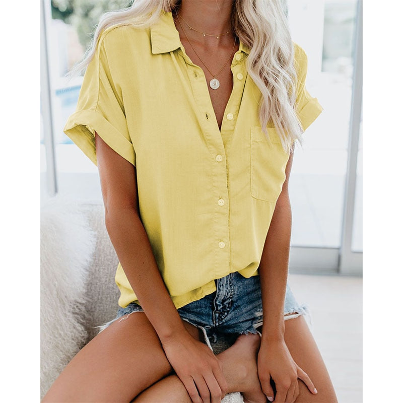 Aniyah Casual Loose Shirt-Tops