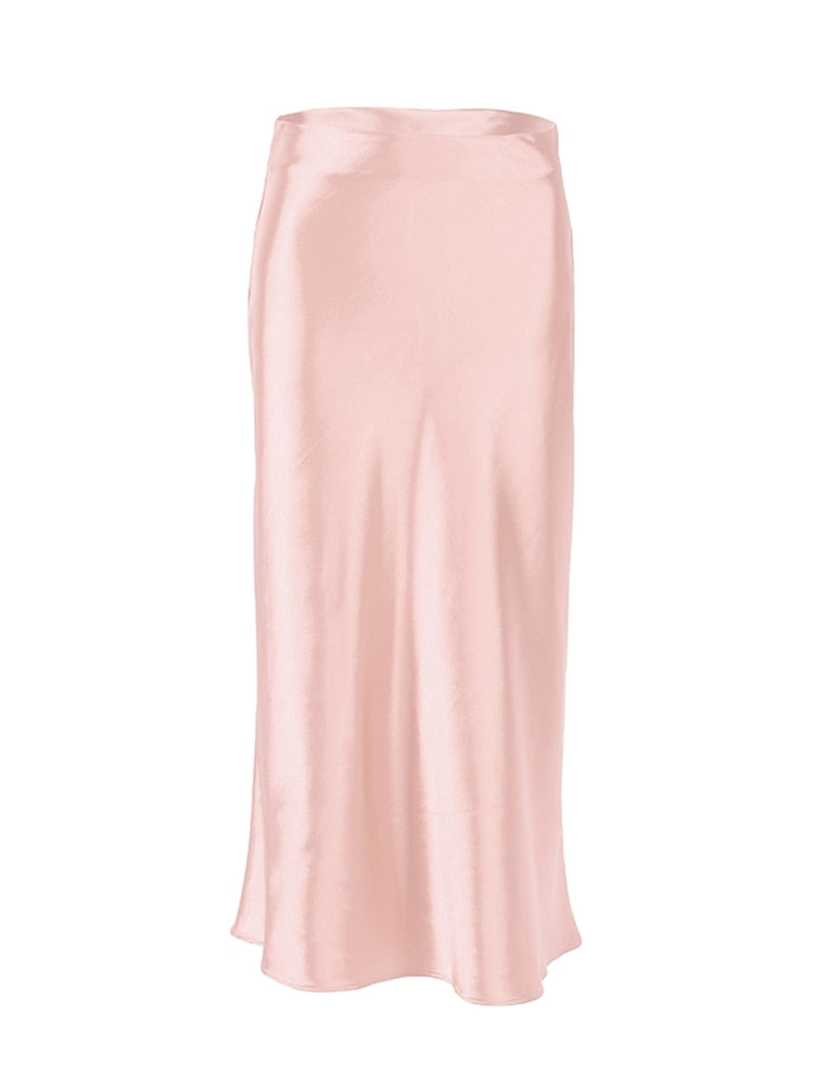 Legacy Solid Satin Silk Skirt-bottoms