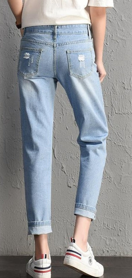 Alanna Mid Waist Boyfriend  Jeans-Bottoms