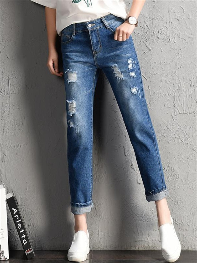 Alanna Mid Waist Boyfriend  Jeans-Bottoms