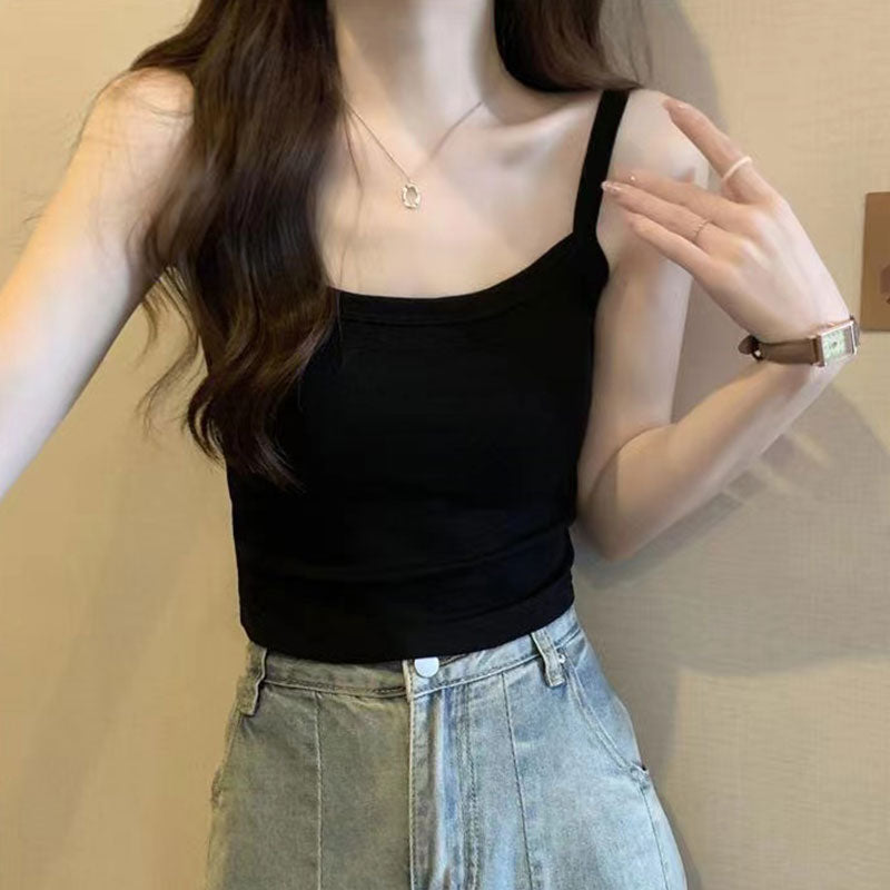 Sabrina Crop Sexy Sleeveless Basic-Tops