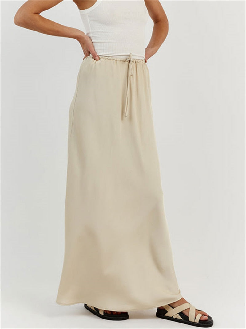 Jazlyn High Waist Loose Long Skirt-Bottom