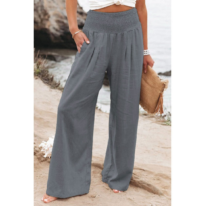 Aviana Cotton Linen Pants-Bottoms