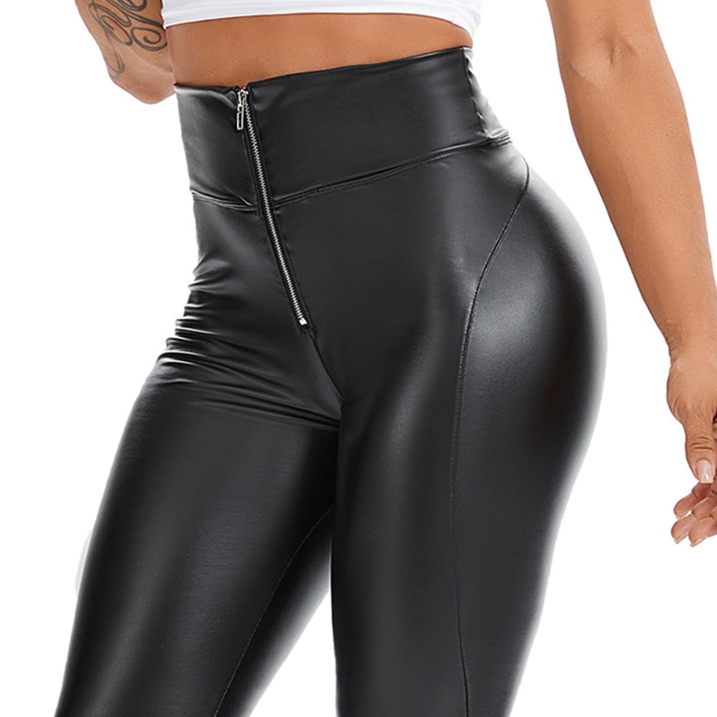 Abby Leather Leggings PU Pants-Bottoms