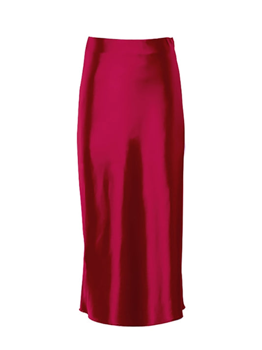 Legacy Solid Satin Silk Skirt-bottoms