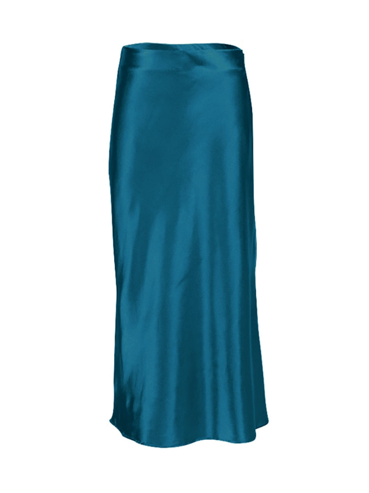 Legacy Solid Satin Silk Skirt-bottoms