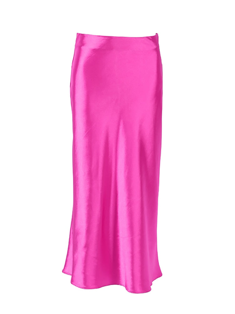 Legacy Solid Satin Silk Skirt-bottoms