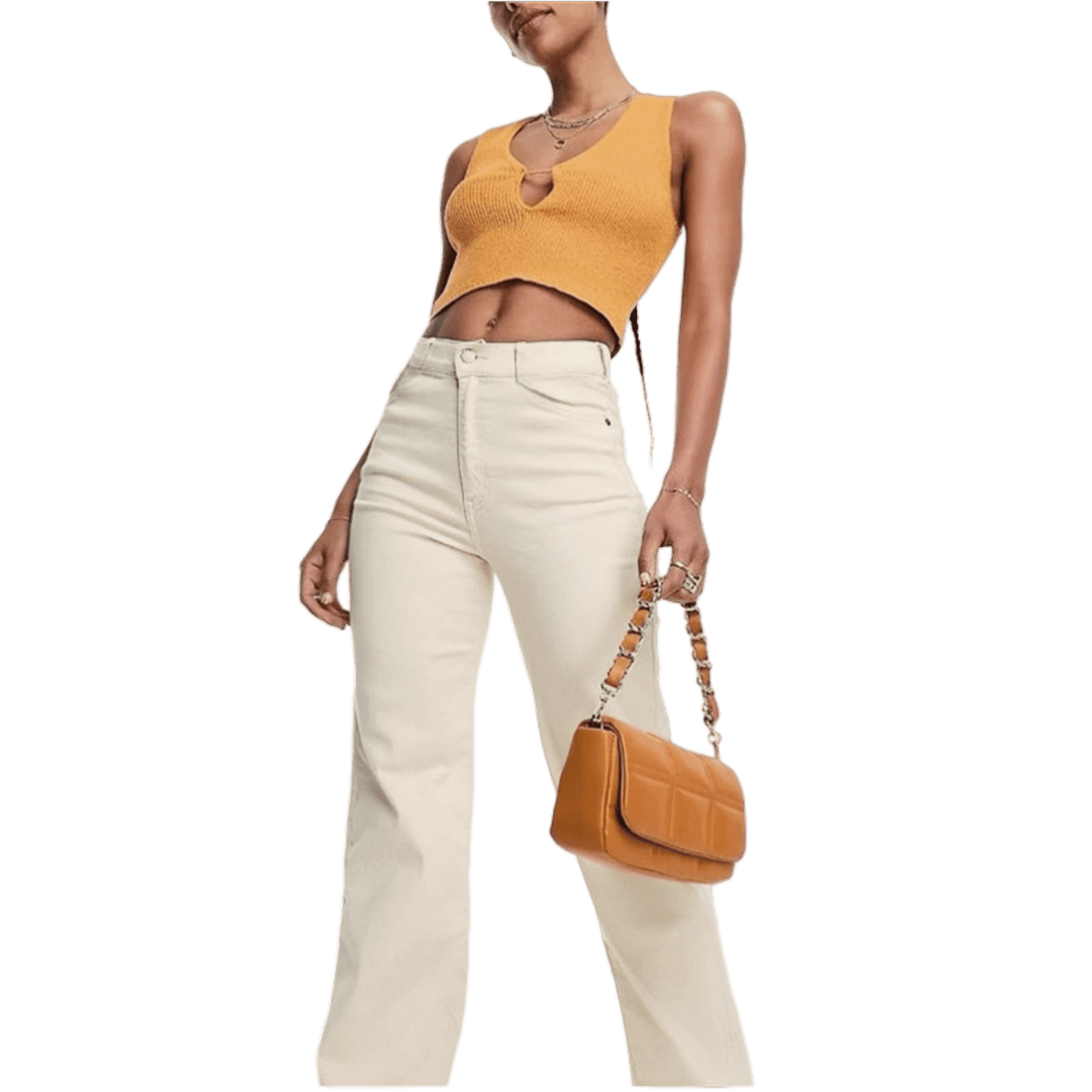 Anya white high waist flared pants-bottoms