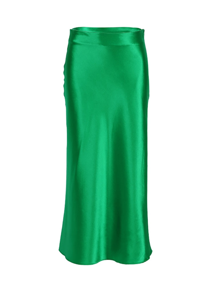 Legacy Solid Satin Silk Skirt-bottoms