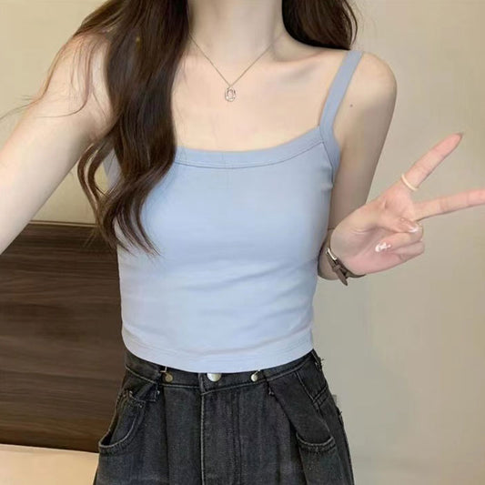 Sabrina Crop Sexy Sleeveless Basic-Tops