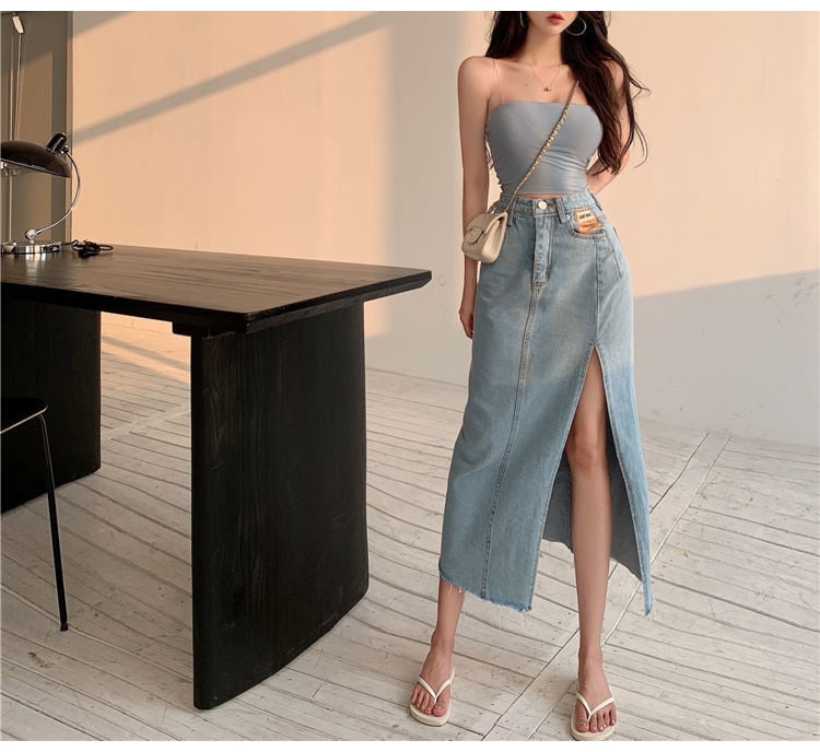 Stephanie Maxi Jeans Skirt-Bottoms