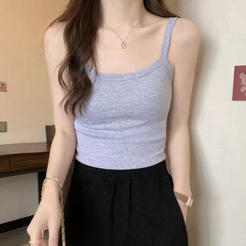 Sabrina Crop Sexy Sleeveless Basic-Tops