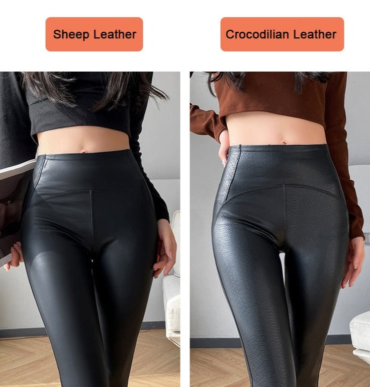 Yaretzi New Fleece Matte PU Leather Pants-Bottoms