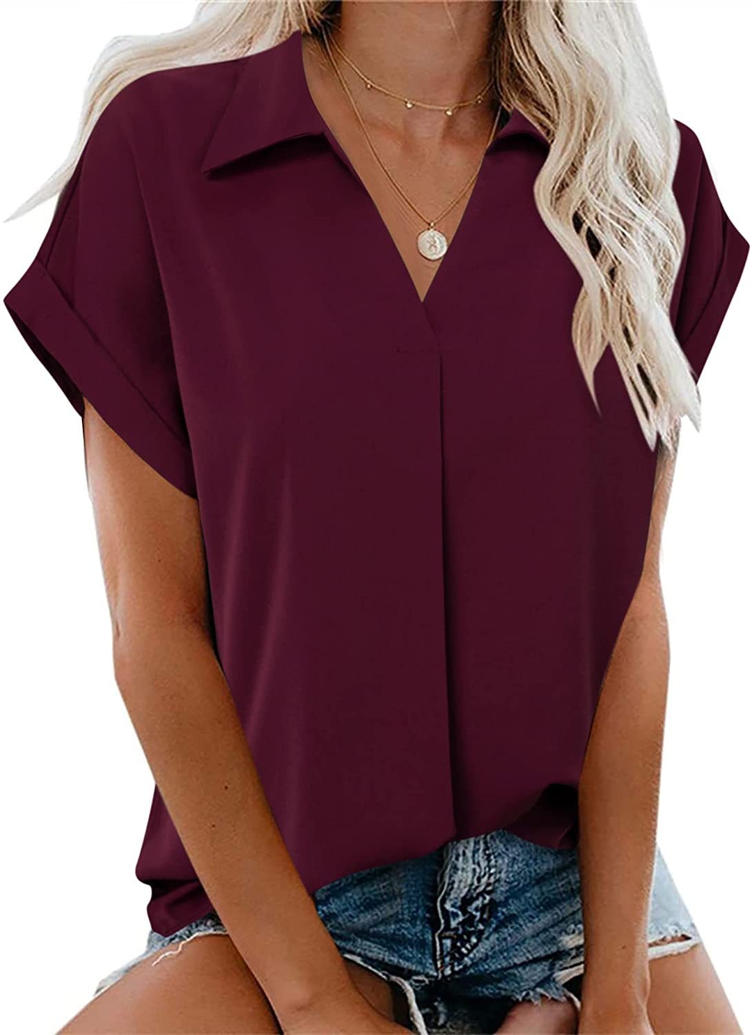 Arielle Short Sleeve Chiffon Blouse-Tops