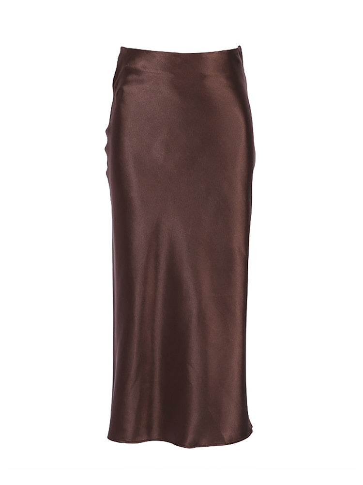 Legacy Solid Satin Silk Skirt-bottoms