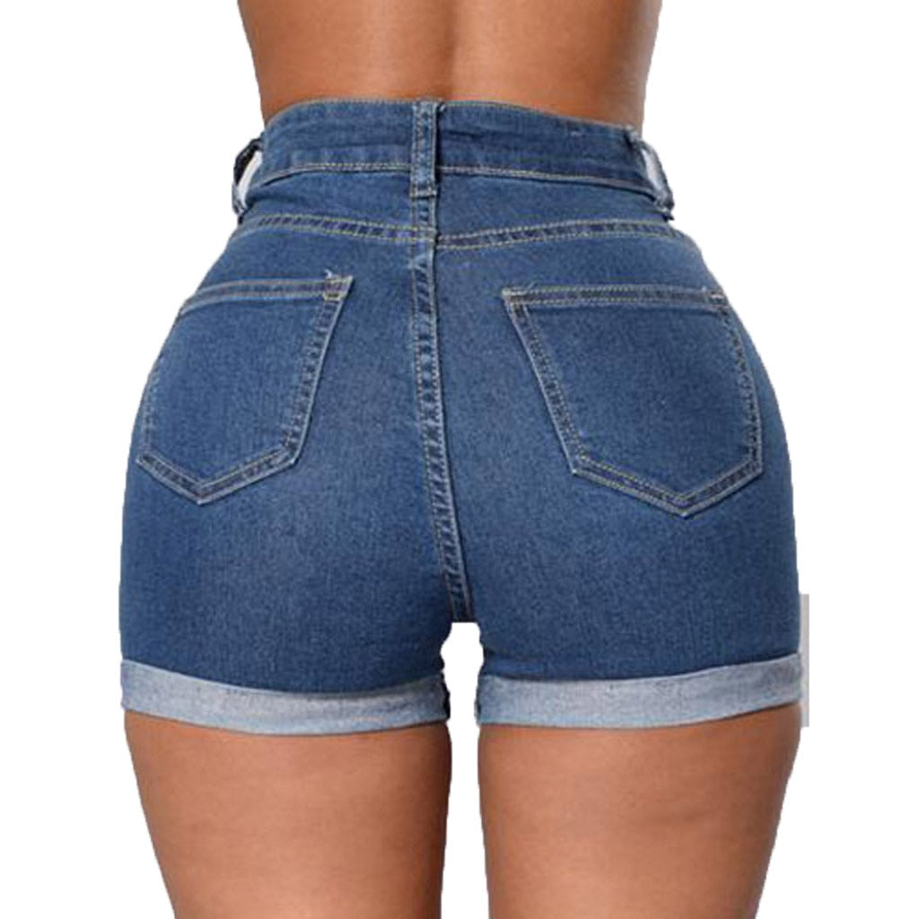 Edith Dark Blue Jean Shorts-Bottoms