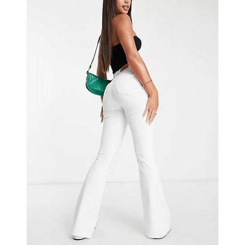 Anya white high waist flared pants-bottoms