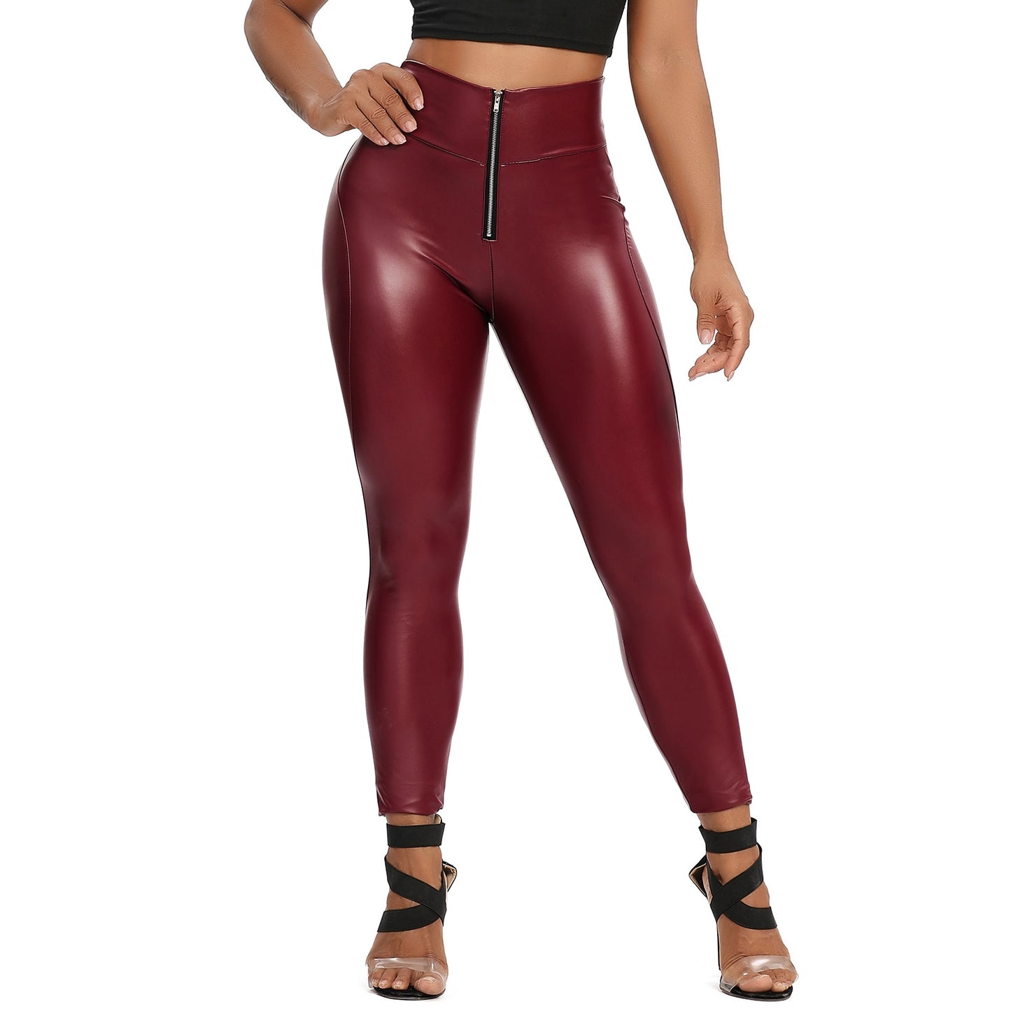 Abby Leather Leggings PU Pants-Bottoms