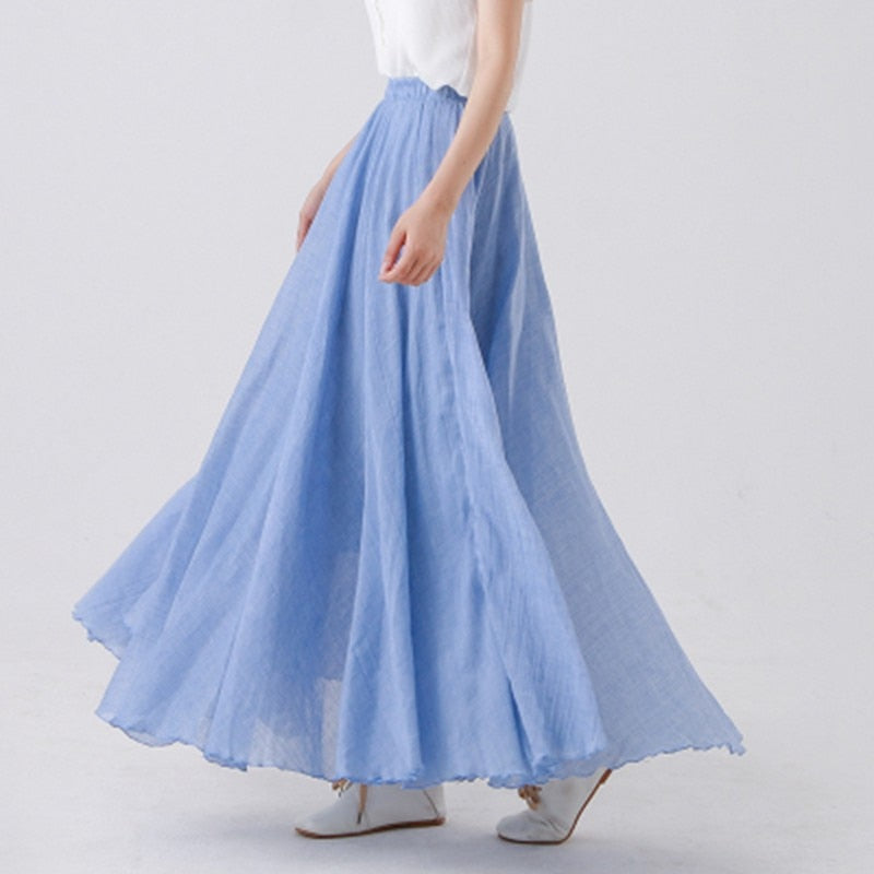 Kamryn Cotton Linen Maxi Skirt-Bottoms