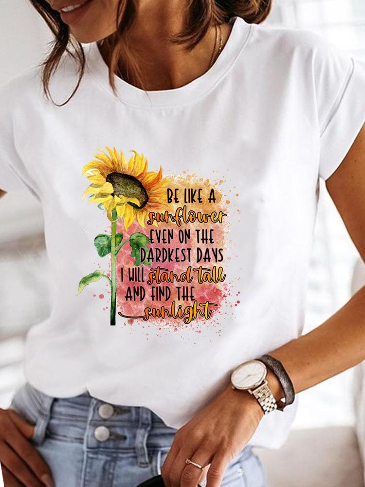 Gabriela  Print Short Sleeve Casual T-shirt-Tops