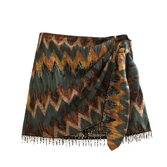 Hattie Vintage Geometric Print Mini Skirt-Bottoms