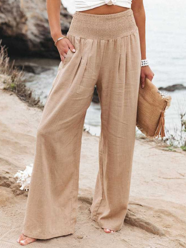 Aviana Cotton Linen Pants-Bottoms