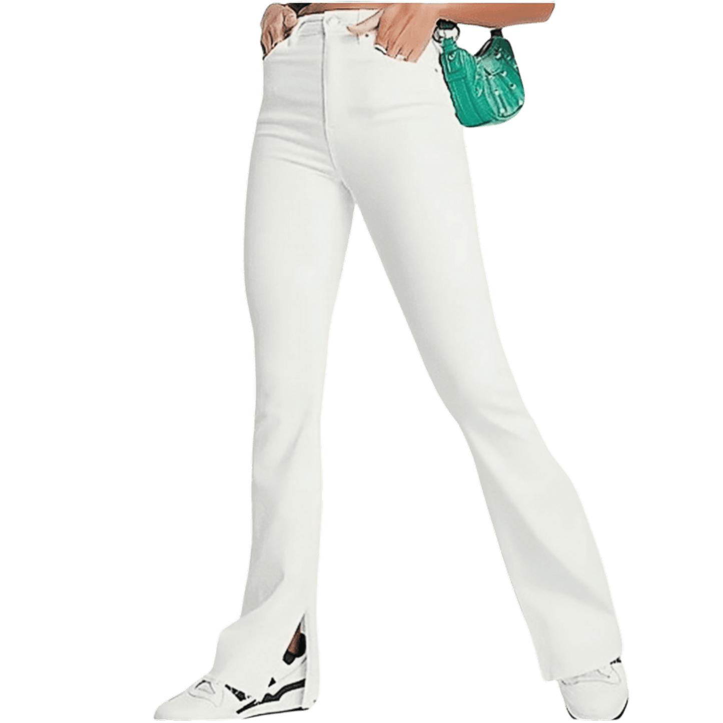 Anya white high waist flared pants-bottoms